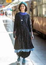 Gemustertes Kleid „Lambadi“ aus Lyocell/Elasthan - schwarz
