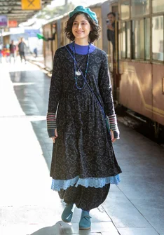 Robe à motif "Lambadi" en lyocell/élasthanne - noir