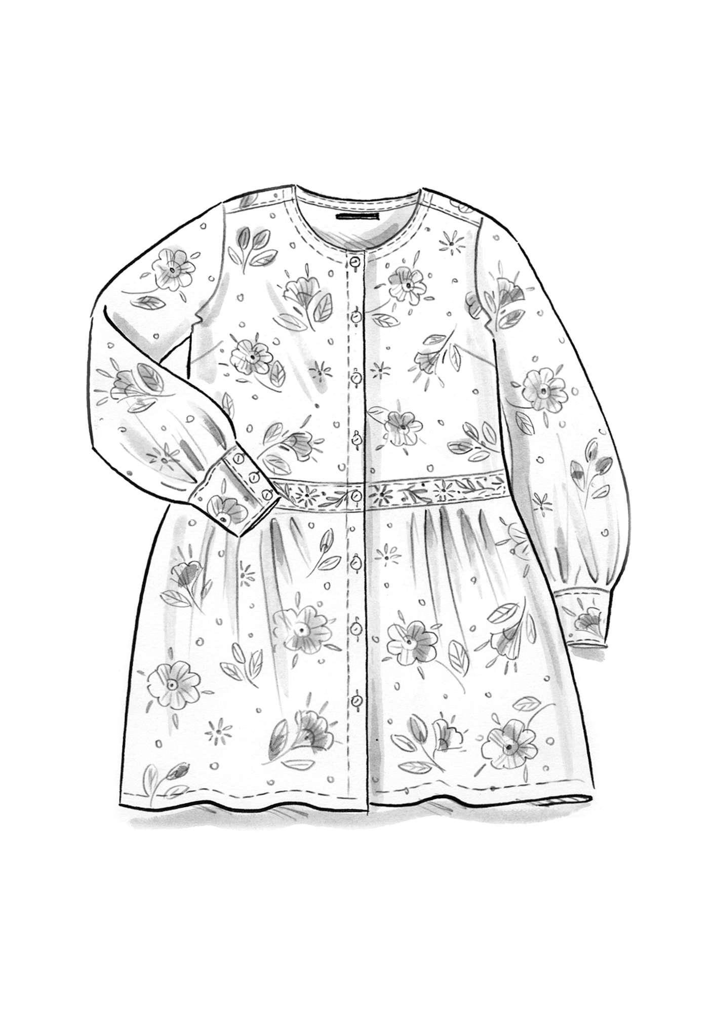 “Ingrid” organic cotton/silk smock blouse poppy
