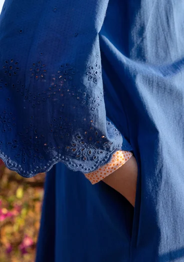 Webkleid „Anglaise“ aus Bio-Baumwolle - porzellanblau