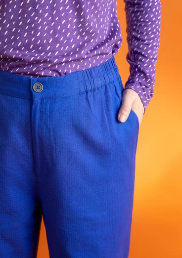 Woven organic cotton dobby trousers - brilliant blue