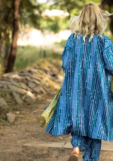 Kleid „Zebra“ aus Bio-Baumwollgewebe - taubenblau