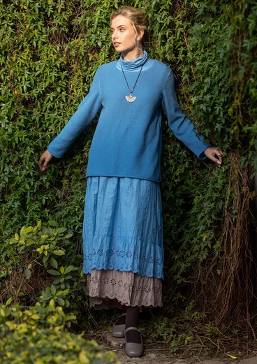 Strukturstrick-Pullover aus Bio-Baumwolle - leinenblau