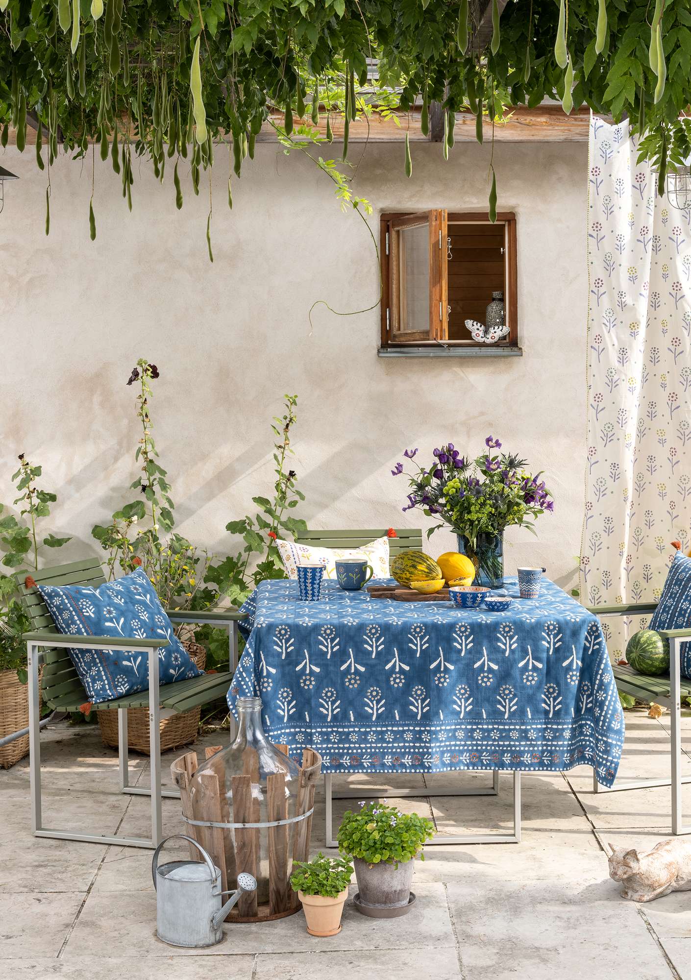 “Chai” organic cotton tablecloth indigo thumbnail