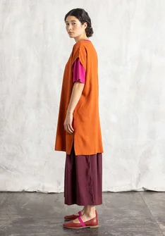 Woven “Rut” tunic in rayon/linen - henna