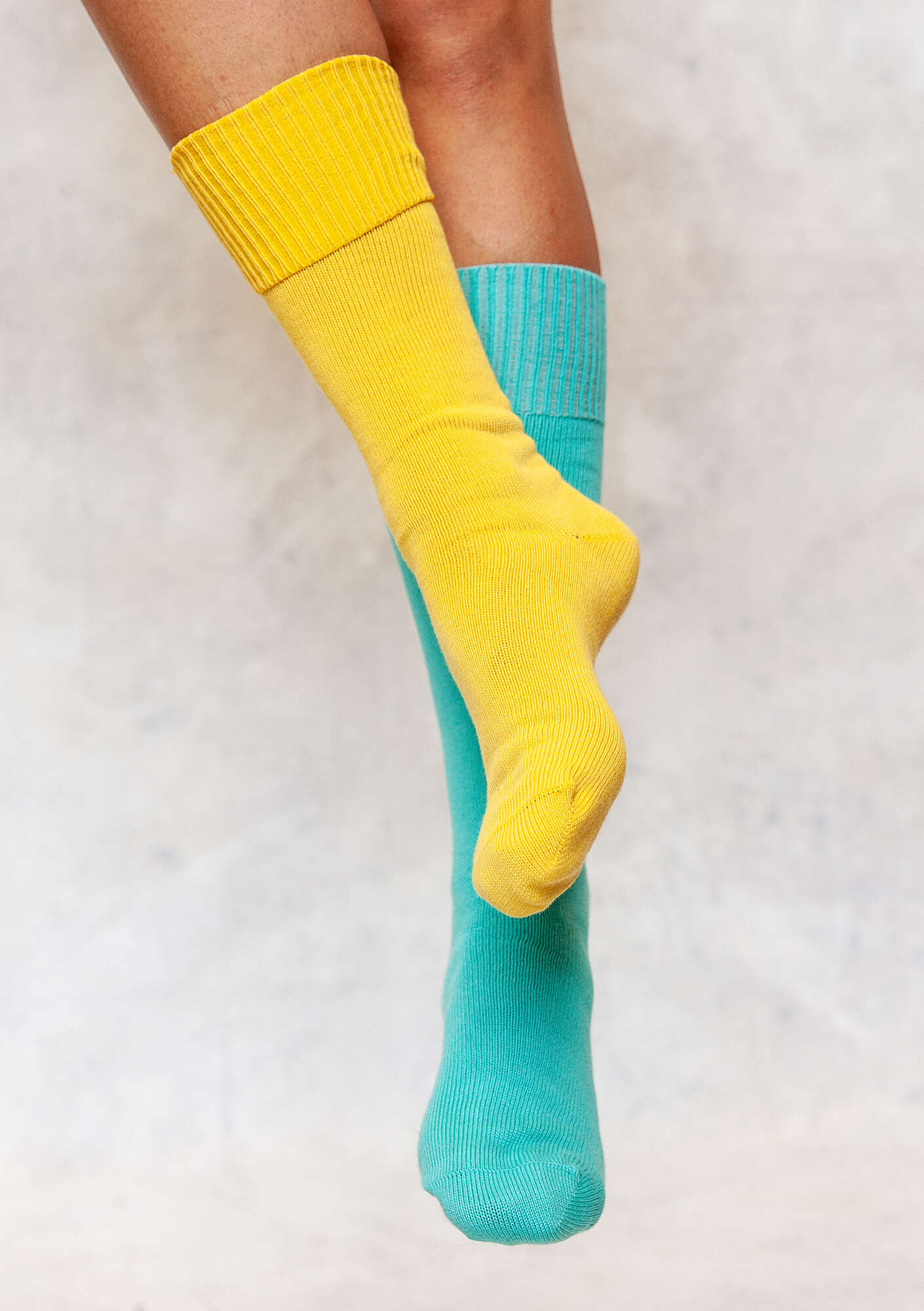 Solid-colour organic cotton knee-highs meadow stream thumbnail