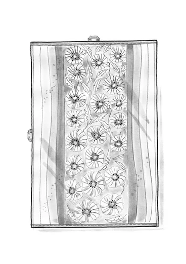 “Poppies” organic cotton bath sheet - mauve