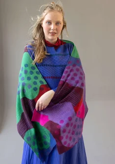 Vävd sjal "Kaan" i ull - aubergine