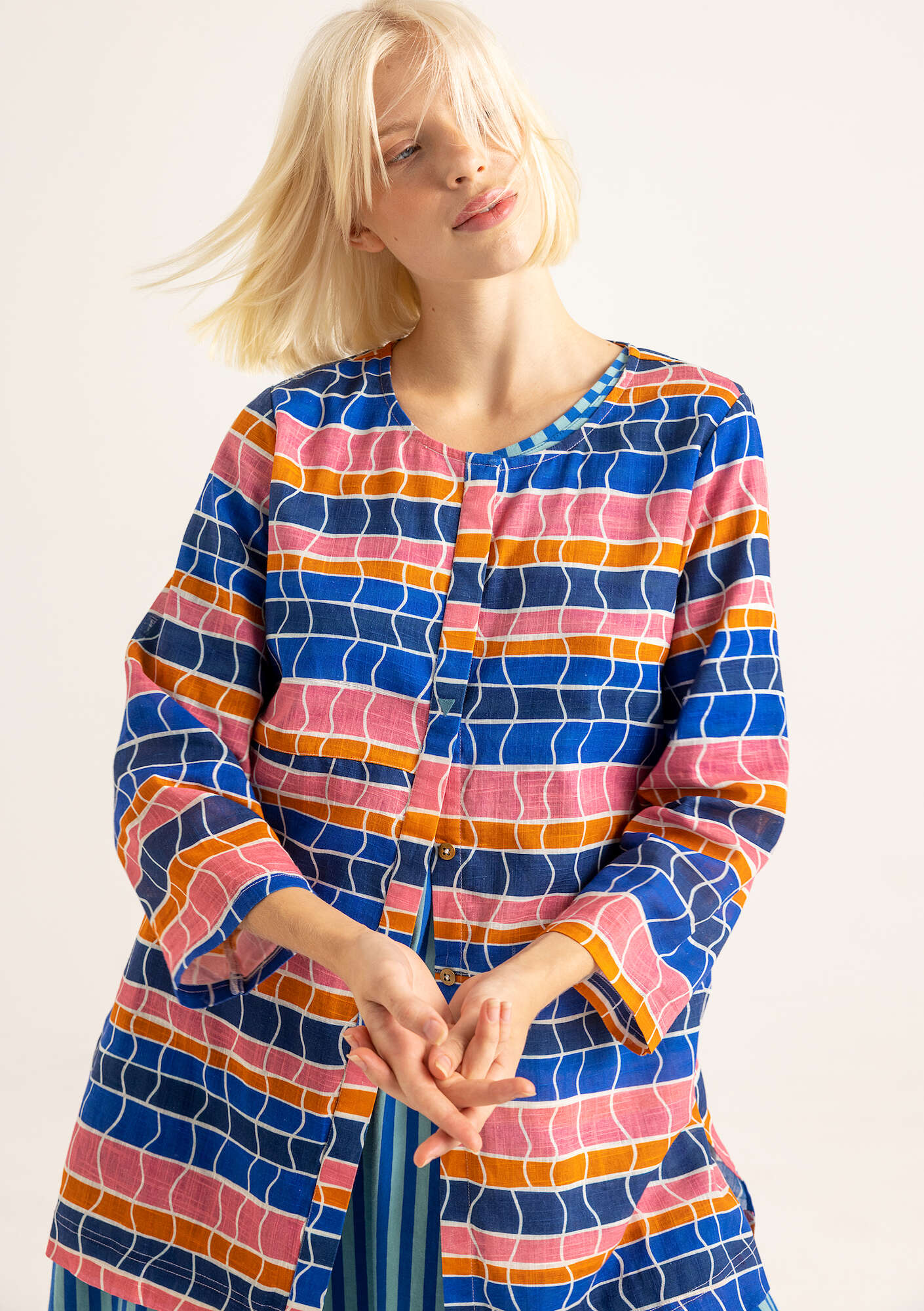 “Dessau” blouse in organic cotton indigo thumbnail
