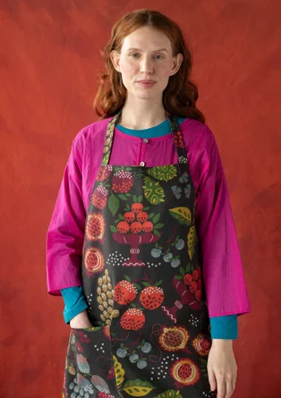 “Fruits” organic cotton apron - dark ash grey
