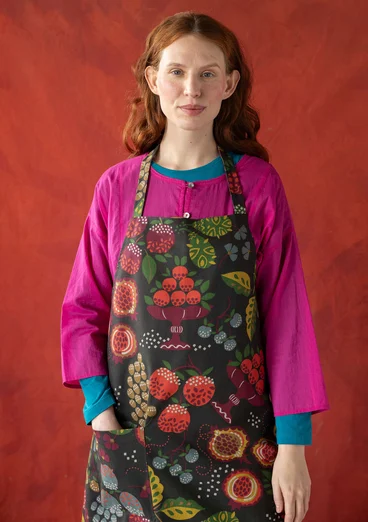 “Fruits” organic cotton apron - dark ash grey
