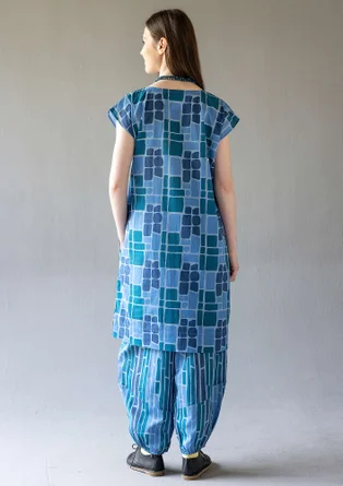 Kleid „Giraffe“ aus Bio-Baumwollgewebe - taubenblau