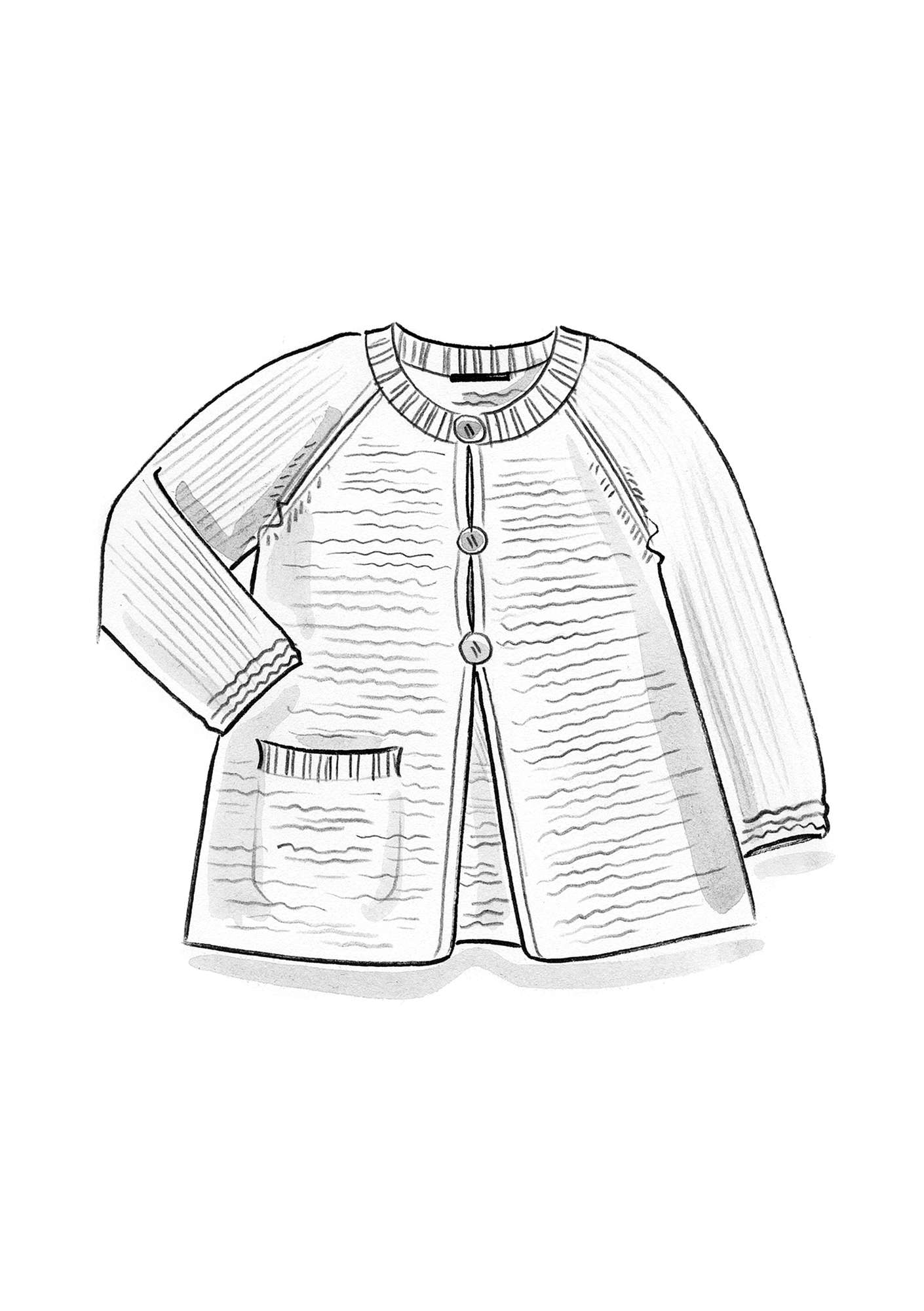 Handgestrickte Jacke aus Öko-Baumwolle/Wolle ungefärbt