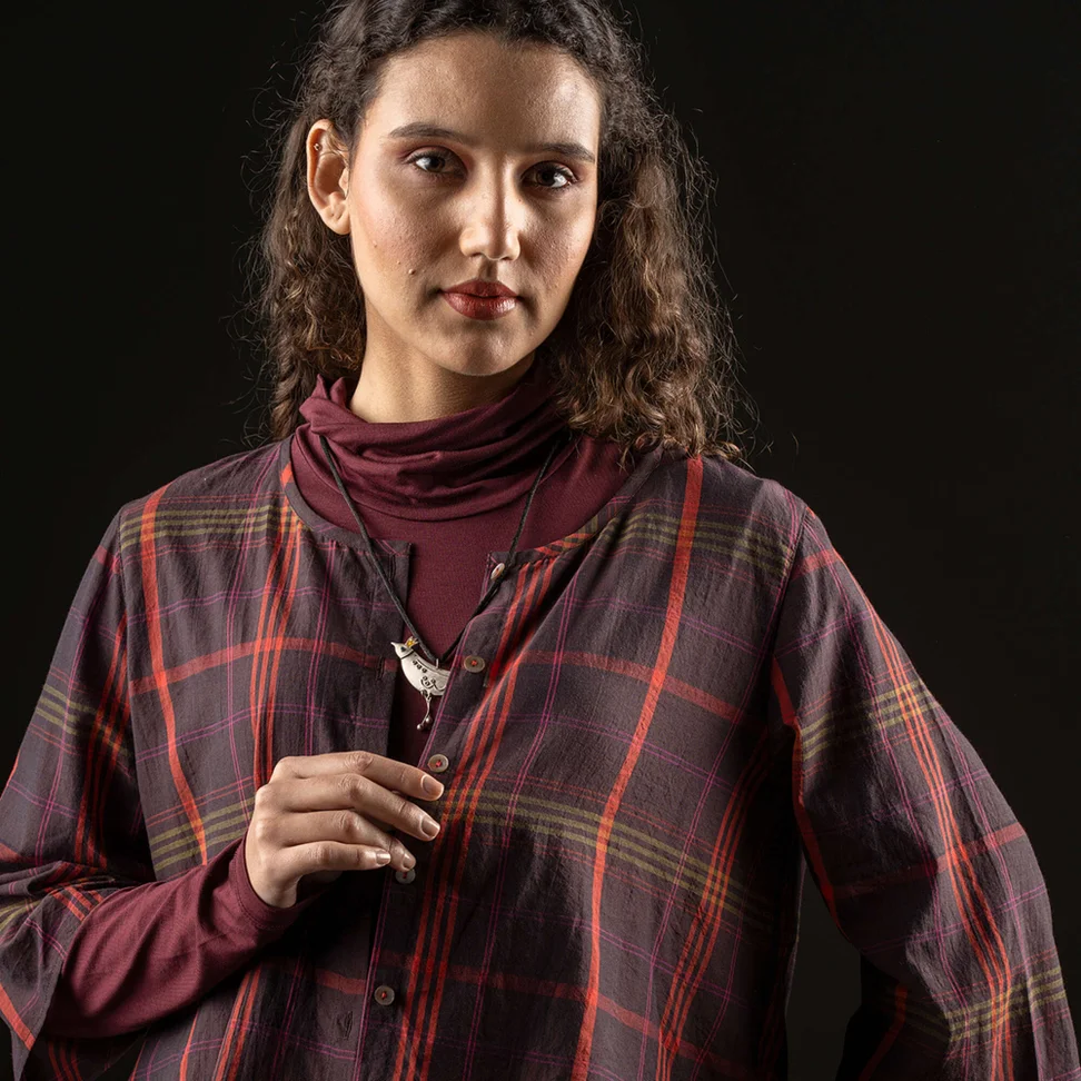 Webbluse „Kate“ aus Bio-Baumwolle - maulbeere