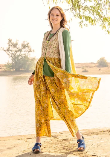 Vævede bukser "Nightingale" i økologisk bomuld - honung