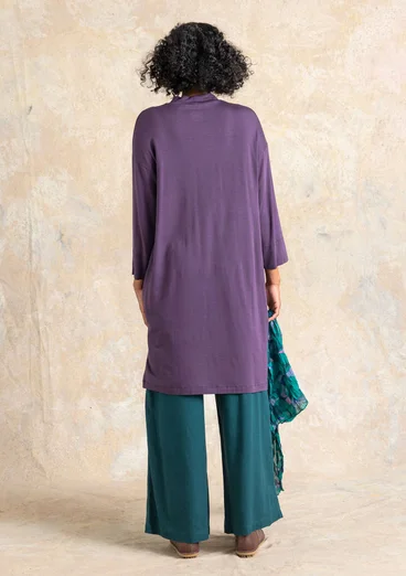 Robe fleurie/unie "Hillevi" en jersey de lyocell/élasthanne - lilas orageux