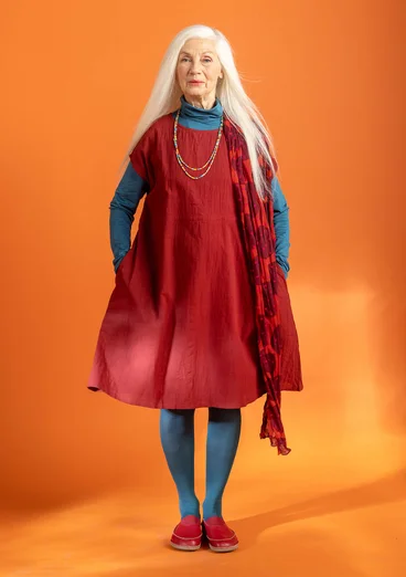 Robe sans manches en coton biologique tissé - rouge agate