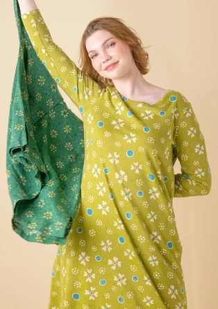 “Iris” tunic in organic cotton/modal - leaf green/patterned