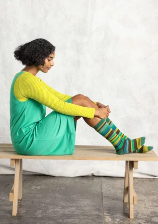 “Tina” lyocell/elastane jersey top - neon green/patterned