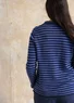 Randig och enfärgad stickad kavaj i lammullsmix (mörk indigo/koboltblå L)
