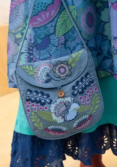 “Hana” embroidered organic cotton bag - light indigo