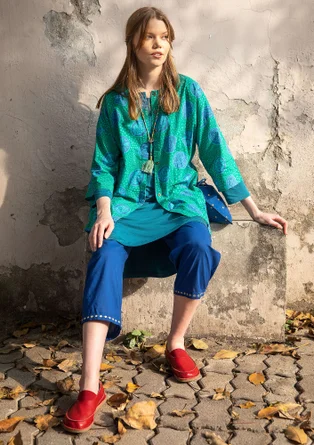 Kangashousut "Elsa" ekopuuvillaa - sininen posliini
