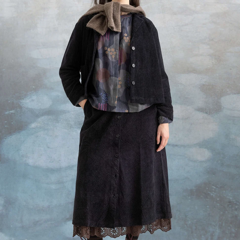 “Rime” corduroy skirt in organic cotton - black
