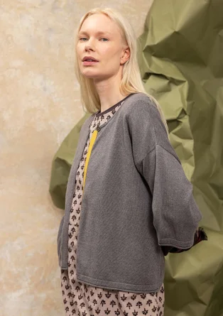 Cardigan in natural dyed organic cotton/wool - iron grey