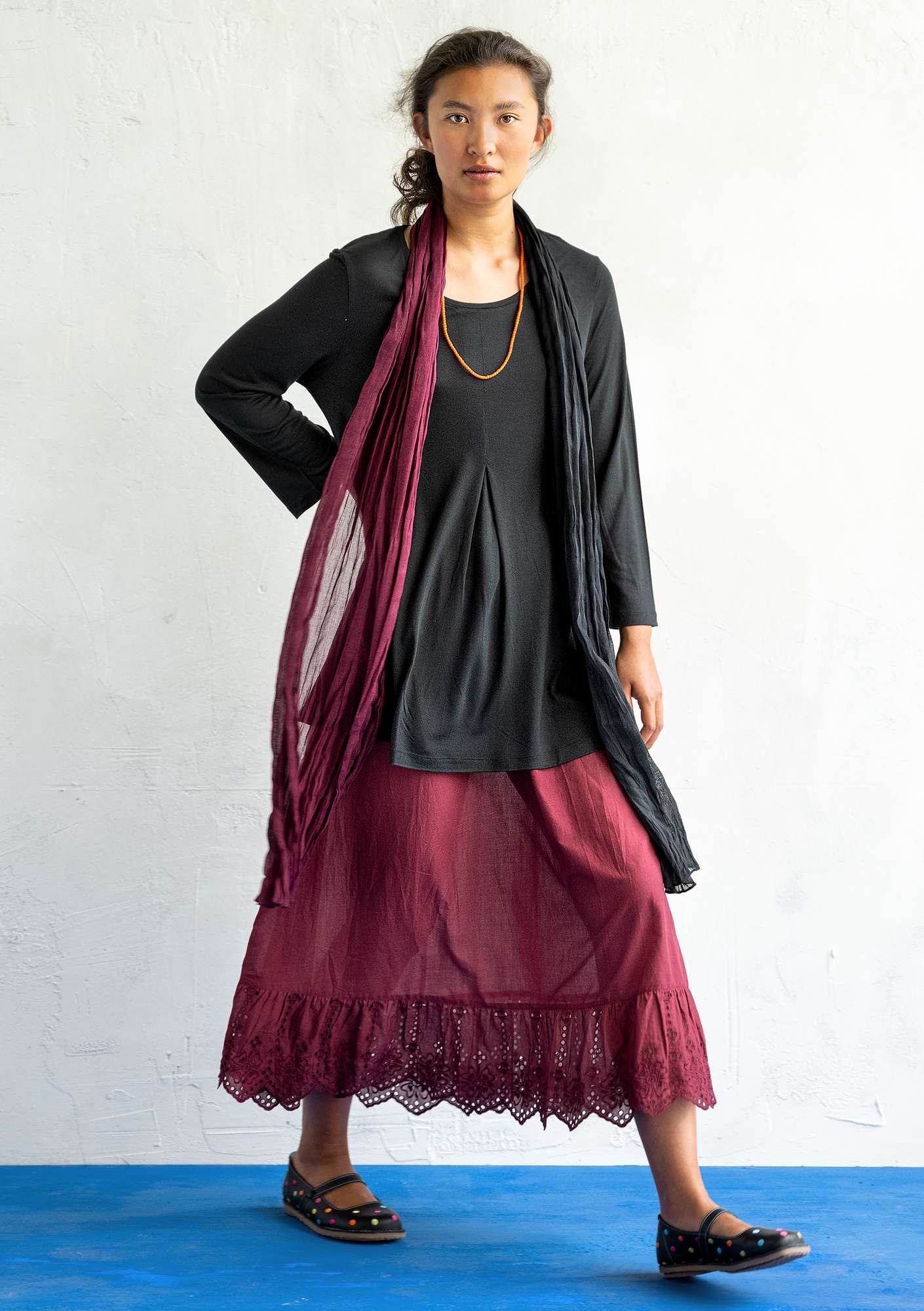 Tunique en jersey de modal/soie noir thumbnail