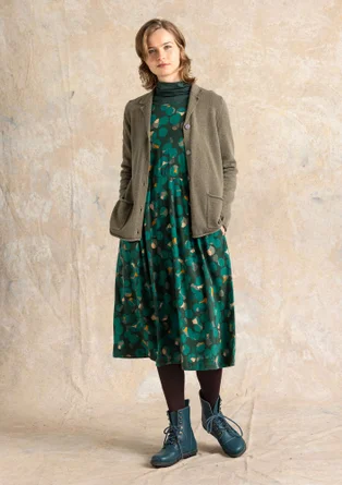 Striped and solid-colour knitted blazer in a lambswool blend - bay leaf/melange