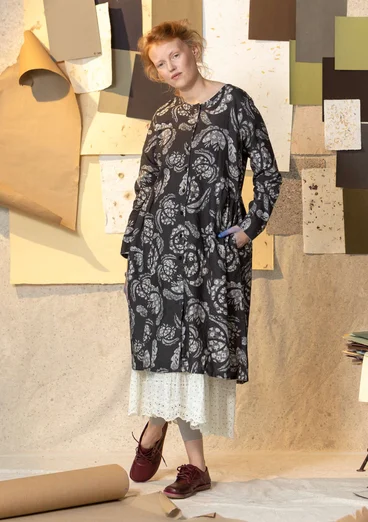 Vævet kjole "Herbarium" i økologisk bomuld/hør - askegrå