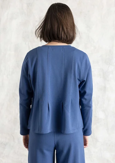 Jersey cardigan in organic cotton - mountain blue