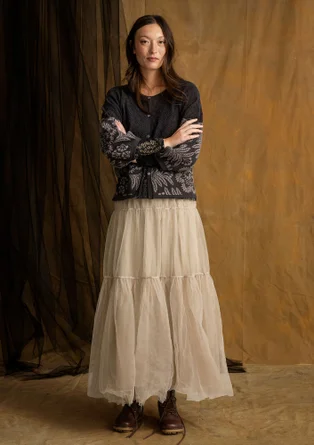 Gemusterte Strickjacke „Anila“ aus Bio-Baumwolle - dunkelaschgrau