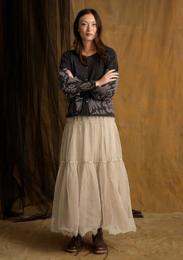 Gemusterte Strickjacke „Anila“ aus Bio-Baumwolle - dunkelaschgrau