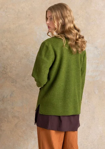 Knitted blazer crafted from felted organic wool - pesto/melange