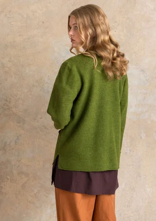 Knitted blazer crafted from felted organic wool - pesto/melange