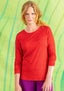 “Tilde” long-sleeve top in lyocell/spandex bright red/patterned thumbnail