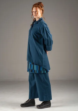 Woven organic cotton/linen shirt - Pacific blue