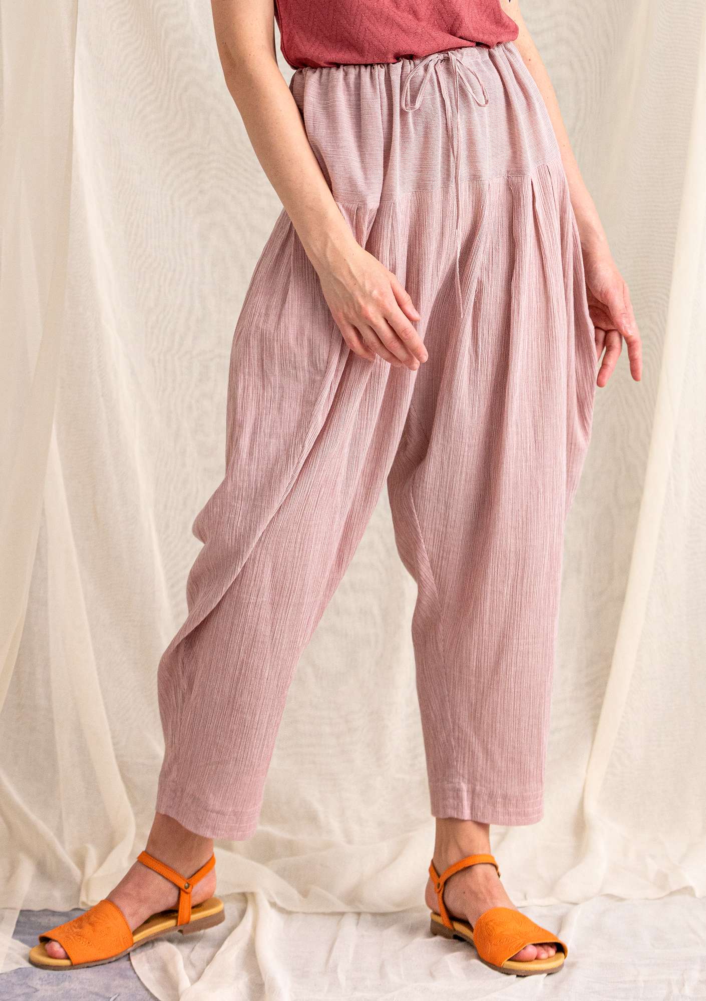 Striped organic cotton trousers fig thumbnail