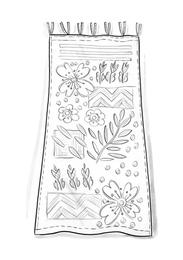 “Anemone” floral organic cotton curtain - ecru