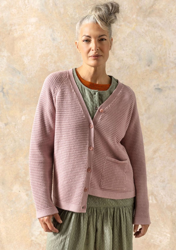 Recycled cotton cardigan pink sand