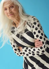Top "Aina" en jersey de coton biologique/modal - plumes/noir