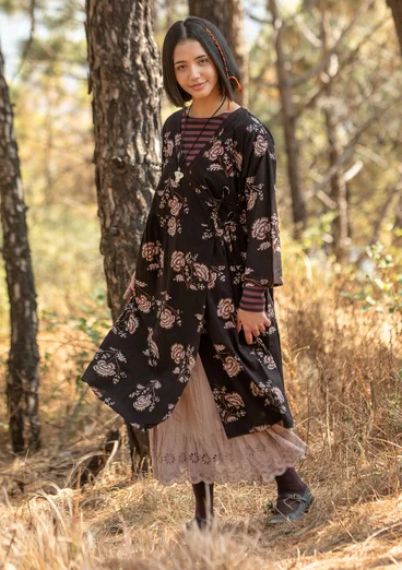 “Rose hip” woven organic cotton dress - black