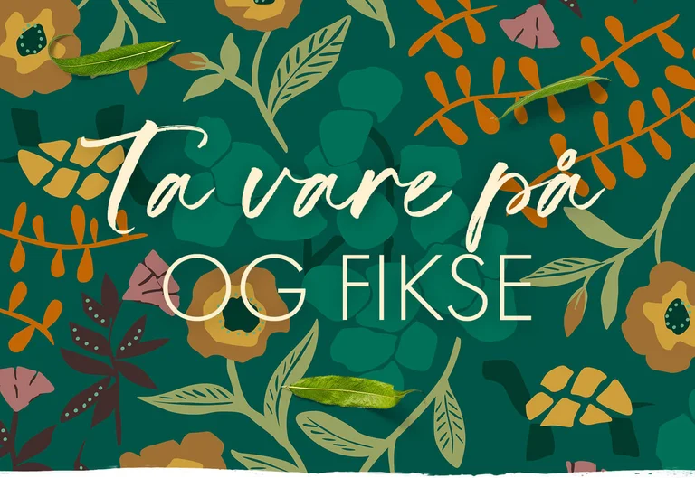 Et grafisk bilde av mønster med blomster og blader fra Gudrun Sjödén.  
