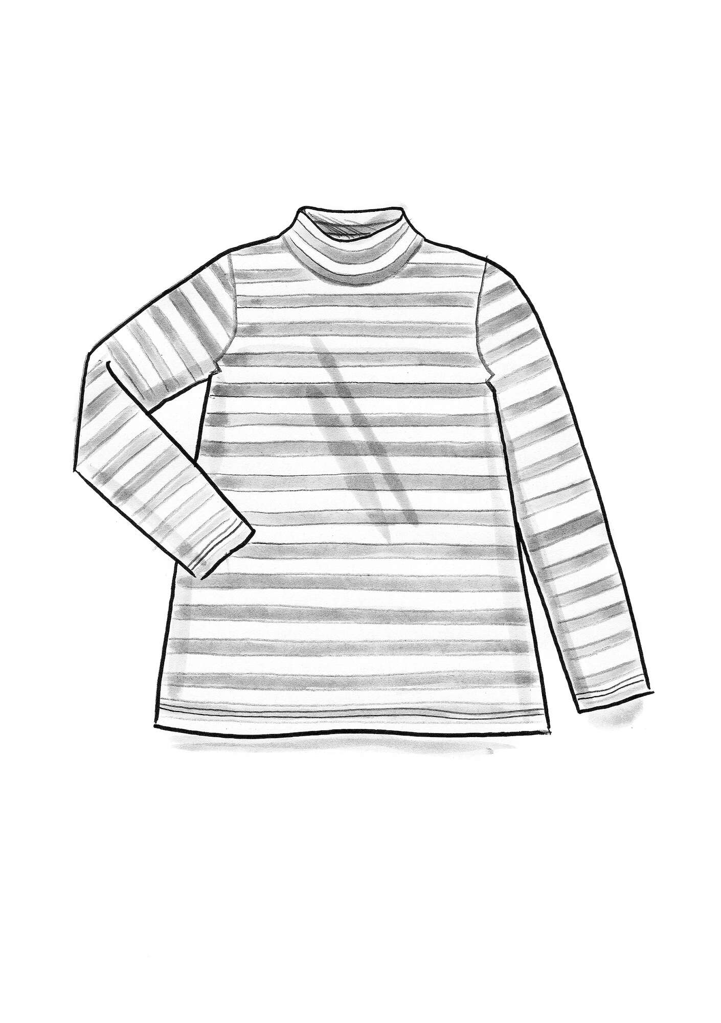 Striped mock turtleneck in organic cotton grass green/unbleached