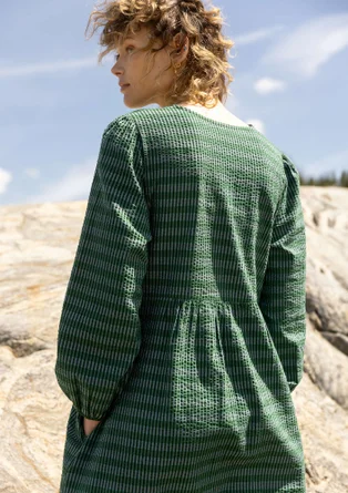 “Wavy” woven dress in organic cotton - teal