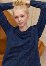 “Ebba” dotted/solid-colour cotton/elastane jersey top - dark aubergine/patterned