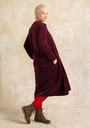 Robe boutonnée en velours de coton biologique/polyester recyclé - aubergine