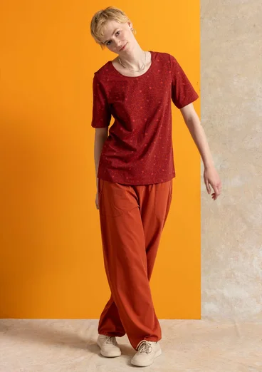 Jerseyshirt „Theia“ aus Bio-Baumwolle/Elasthan - dunkelachatrot-gemustert