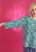 “Polli” sweater in organic/recycled cotton - aqua green